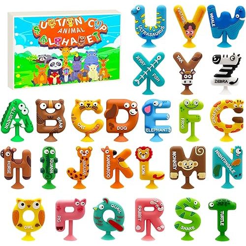 ABC Learning Toys for Kids 3 Year Old,Preschool Alphabet Letters Learning Activities Education Games,No Hole Silicone Suction Bath Toys for Kids