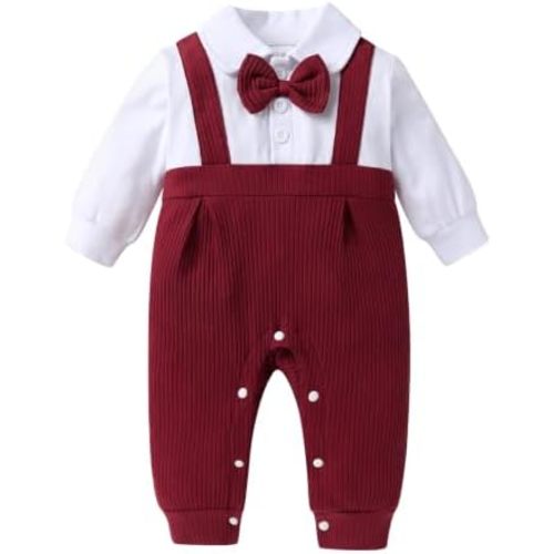 Happy Town Newborn Baby Boy Clothes Infant Gentleman Outfit Bow Tie Romper