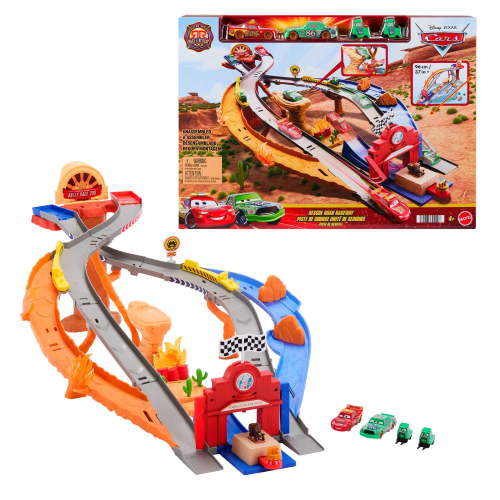 Disney Pixar Cars Rescue Road Raceway Playset with 4 Toy Cars