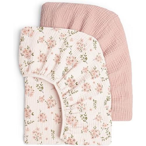 lulumoon Muslin Crib Sheets for Baby: Snug Fitted for 52x28 Crib Mattress