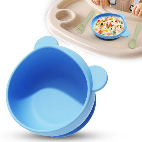 2-in-1 Baby Suction Bowl, Plastic Toddler Feeding Bowl with Strong Silicone Suction Base, Spill Resistant, Easy Clean, Self-Feeding Training