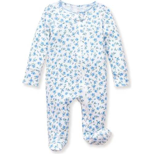 Infant Pointelle Footie Romper in Blue Floral - Petite Plume | Maisonette