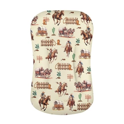 Zanxiantu Weastren Horse Baby Lounger Cover Pillow for Newborn White Baby Nest Pillow Snuggle Me Lounger Cover Breathable for Boys Girls