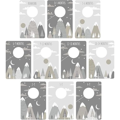 Canopy Street Gender Neutral Closet Clothing Dividers/Trendy Mountain Closet Organizer for Boy Or Girl Newborn to 4T Clothes / 4" x 6" Adventure Nursery Dividers
