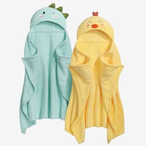 Toddler Towels with Hood for 0-5 Years, 2-Pack Toddler Bath Towel 50"x32" Large Size Baby Bath Towel for Girl Boy, Soft Absorbent Kids Towels with Animal Hooded, Baby Bath & Hooded
