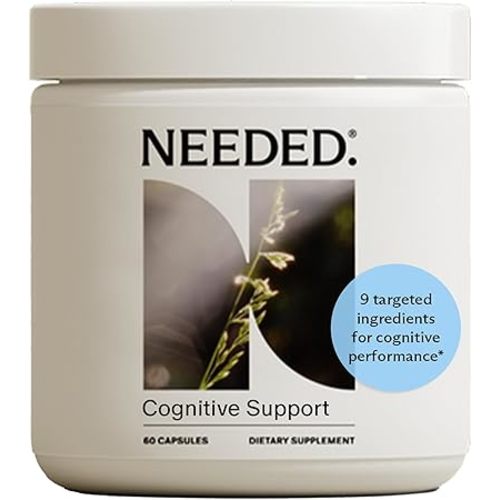 Needed. Cognitive Support - Comprehensive Supplement with Ashwagandha, Reishi & Lion's Mane Mushrooms, Breastfeeding Safe - Supports Focus, Attention, & Memory, 30-Day Supply