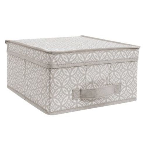 Simplify Medium Storage Box Gray Boho Print: Decorative Fabric Storage Bins, No Assembly, 12"x11"x6"