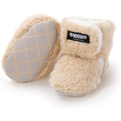COSANKIM Baby Booties Newborn Boys Girls Fleece Boots Non Slip Grippers Stay On Slipper Socks Infant First Walker Winter Warm Crib Shoes