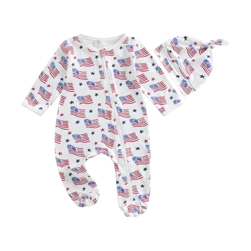 Ayalinggo Newborn Baby Girl Boy Clothes Infant Long Sleeve Soild Footed Romper Zipper Footie Jumpsuit With Hat Fall Outfit