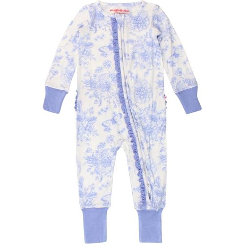 SoftSnooze - Viscose from Bamboo Baby Girls Ruffle One Piece Convertible Pajamas