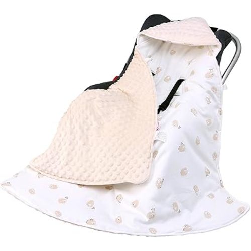 Winter Car Seat Blanket for Babies, Warm Minky Dot Carseat Swaddle Blankets for Infants Newborn, Universal Fit for Baby Car Seat, Sheep, 35.4"x35.4"