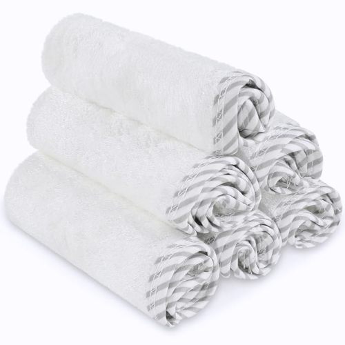 San Francisco Baby Bamboo Rayon Washcloths for Newborn - Soft, Absorbent, 6-Piece, White