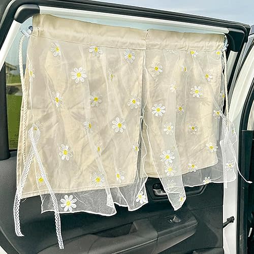 Embroidery Lace Flower Car Window Shade - UV Protection Sunshade with Suction Cup Curtains for Baby