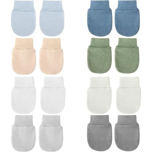 Newborn Baby Mittens No Scratch Cotton Elastic Wrist Gloves Infant Toddler Mittens for Baby Boy Girl 0-6 Months