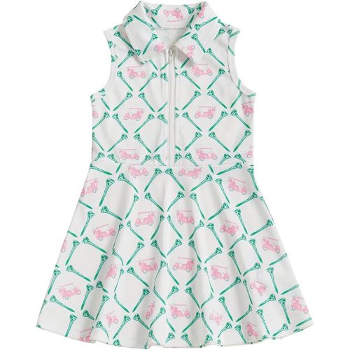 Biayxms Toddler Baby Girl Golf Outfit Dress Sleeveless Golf Car Polo Dresses Casual A-Line Dress Zip Up Sprots Summer Dresses