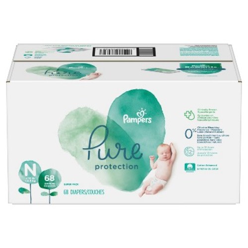Pampers Pure Protection Diapers, Super Pack (Select Size), Size: Newborn (68 Count)
