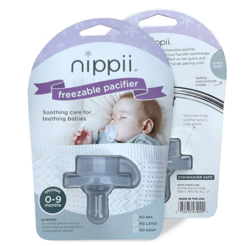 Freezable Pacifier for Baby Teething Relief - Safe Infant Teether with Cooling Effect - Easy to Clean, Medical Grade Soft Silicone - BPA Free - for Babies 0-9 Months - Made in USA