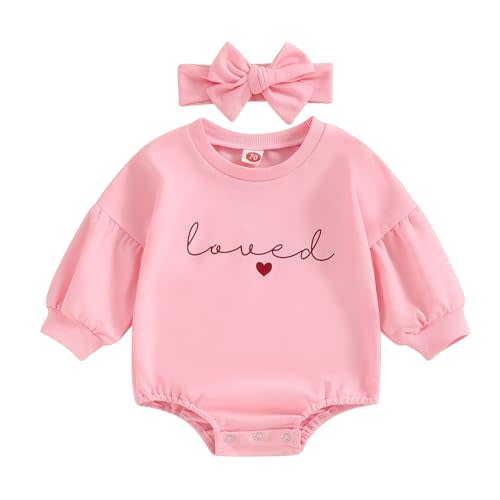 YINGISFITM Newborn Baby Girl Valentines Clothes Long Sleeve Onesie Bubble Romper Fall Winter Cute Outfits