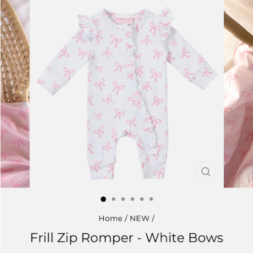 Frill Zip Romper - White Bows