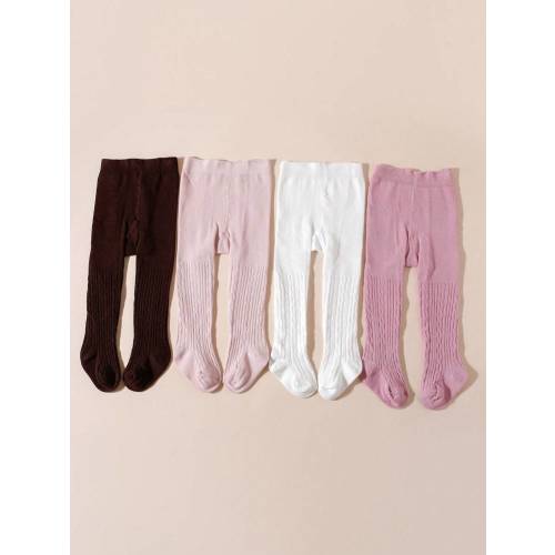 4pcs Baby Girls Plus Size Simple Big Bottom Crotch Leggings, Suitable For 0-3 Years Old Babies | SHEIN USA