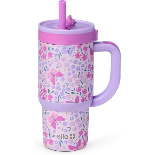 Ello Oasis 14oz Stainless Steel Toddler Tumbler with Handle & Retracting Straw, 100% Leakproof, Double-Wall Vacuum Insulated, Kids Water Bottle for School, BPA Free, Dishwasher Safe, Winging It
