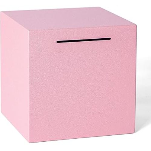 Piggy Bank for Adults Must Break to Open, Unbreakable Adults Piggy Bank Made of Stainless Steel, Metal Saving Bank (Pink, 7.9-inch)