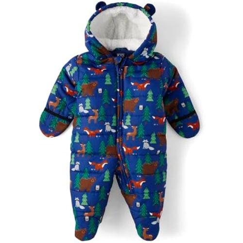 The Children's Place unisex-baby And Newborn Fleece Hoodie Zip Front Bunting Snowsuit