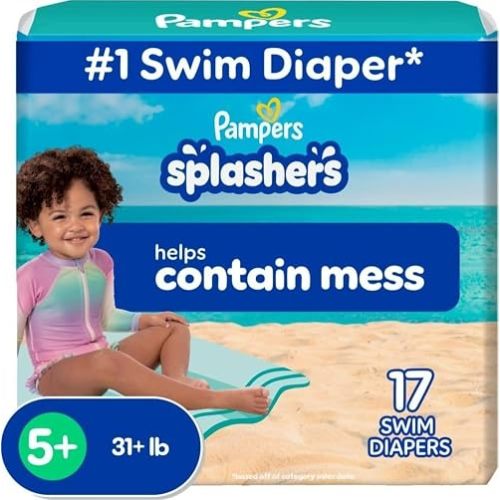 Pampers Splashers Swim Diapers, Size 5, 17 Count, Disposable Swim Diapers, Contains Mess, No Swell