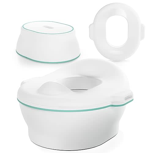 Frida Baby 3-in-1 Grow-With-Me Toddler Potty Training Toilet, Toddler Potty, Toilet Topper Training Seat and Step Stool, Easy-to-Clean Potty Training System