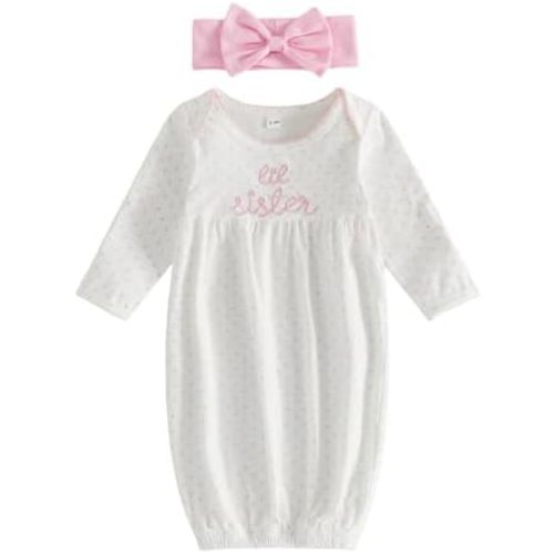 Newborn Baby Girl Boy Gowns Little Sister Little Borther Nightgown