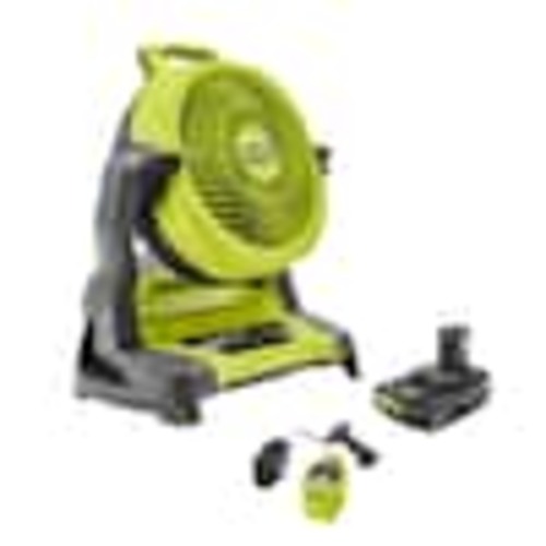 RYOBI ONE+ 18V Cordless 7-1/2 in. Bucket Top Misting Fan Kit with Compact Battery and Charger PCL851K