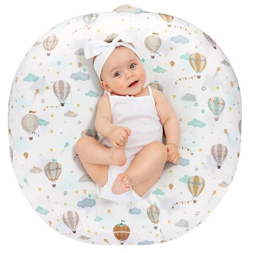 DILIMI Newborn Lounger Cover, Ultra Soft Comfortable Lounger Slipcover Removable Cover for Infant Lounger Pillow, Hot Air Balloon (Pillow Not Included)