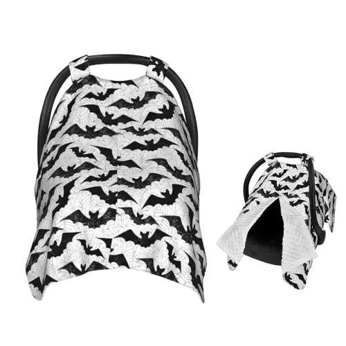 Black Bat Baby Car Seat Canopy Nursing Cover for Newborn Car Seat Breastfeeding Covers Blanket Newborn Shower Gift