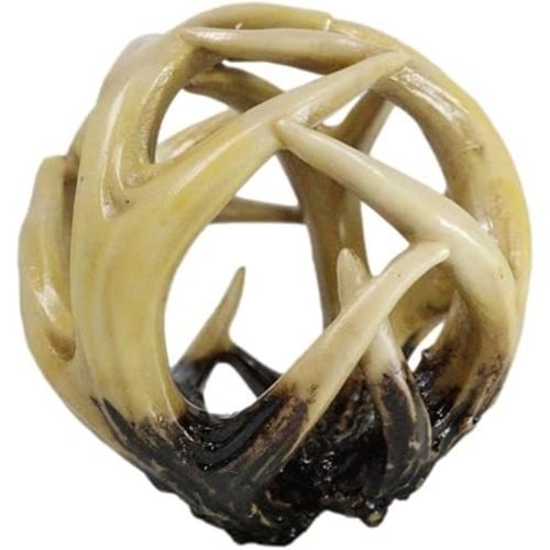 Ebros Gift Wildlife Rustic Buck Elk Deer Stag Entwined Antlers Orb Potpourri Decorative Ball Home Accent Sphere Figurine Paper Weight Mantelpiece Shelves Table Cabin Lodge Decor (1)