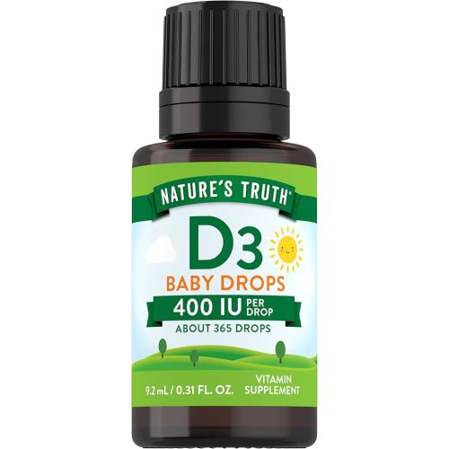 Nature's Truth Vitamin D Drops for Infants | 400 IU | 9.2 mL | D3 for Kids | Vegetarian, Non-GMO & Gluten Free Supplement
