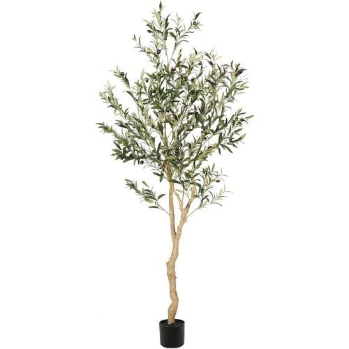 Realead 6ft Faux Olive Tree, Tall Olive Tree Plants, Fake Potted Olive Silk Tree, Artificial Olive Trees for Modern Home Office Living Room Floor Decor Indoor