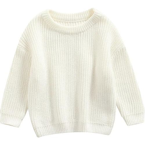 Baby Girl Boy Toddler Knit Sweater Cute Round Neck Long Sleeve Blouse Pullover Oversized Sweatshirt Warm Kids Tops