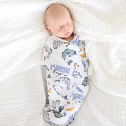 Catch of the Day Personalized Swaddle Blanket
