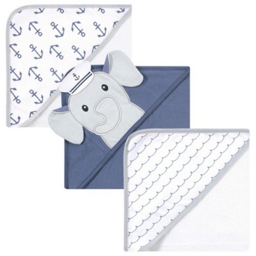 Hudson Baby Infant Boy Cotton Rich Hooded Towels, Sailor Elephant, One Size