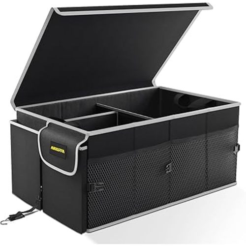 MIKKUPPA Car Trunk Organizer - 65L Collapsible Trunk Organizer with Lid, Sturdy Car Storage for SUV Auto Truck Van with Adjustable Straps and Non Slip Bottom