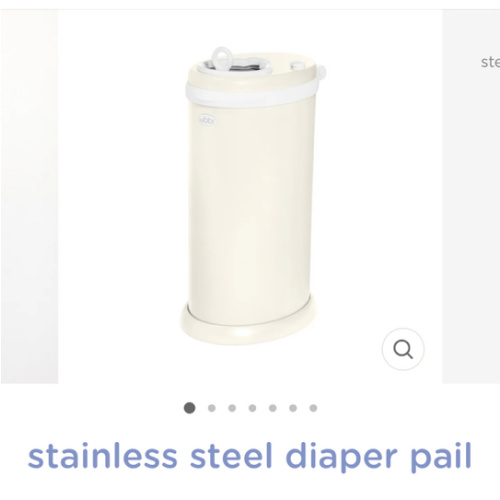 Ubbi Stainless Stewl Diaper Pail in matte ivory