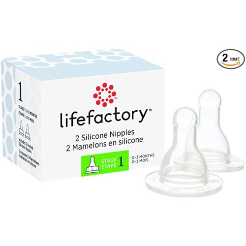 Lifefactory Baby Bottle Nipple - 2-Pack - clear - 2 Count (Pack of 1)