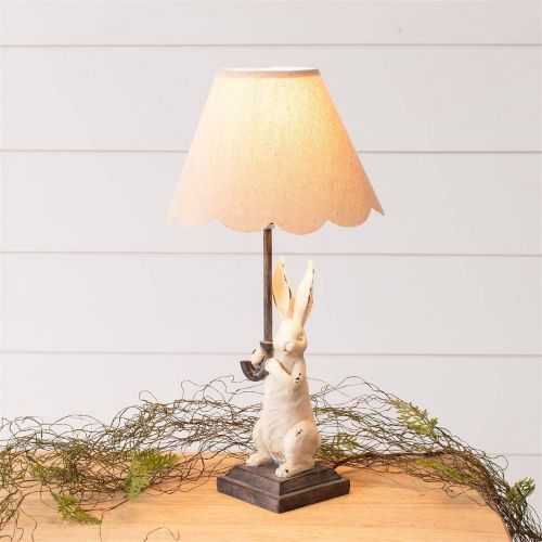 Rabbit With Umbrella Shade Lamp (PC) | Bunny Spring Decor