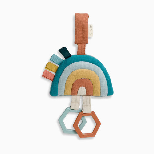 Itzy Ritzy Jingle Attachable Travel Toy - Rainbow: Sensory Development, Baby Teether, Cotton