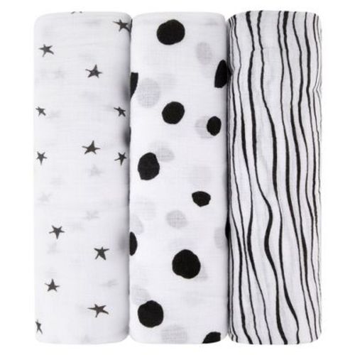 Ely's & Co. Cotton Muslin Swaddle Blanket Blue Star Collection 3 Pack