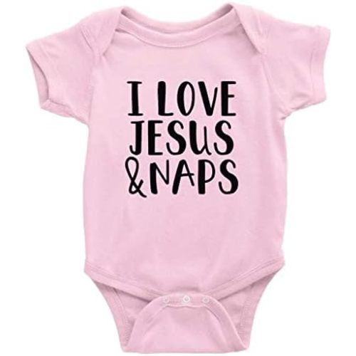 I Love Jesus & Naps Baby Christian Onesie Bodysuit Infant Toddler Baby Clothes