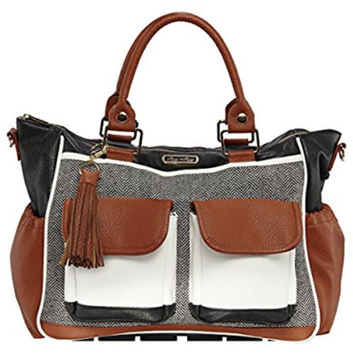 Itzy Ritzy Triple Threat Convertible Diaper Bag – Converts from a Tote to a Messenger Bag to a Backpack Diaper Bag; Includes 13 Total Pockets, Matching Stroller Straps & Changing Pad, Coffee & Cream