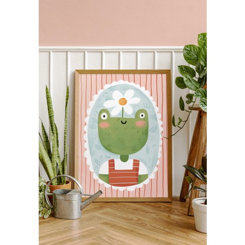 Frog: Kids' Room Art Print, Colorful Unique Playroom Wall Decor