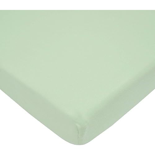 American Baby Company 100% Natural Cotton Fitted Mini Crib Sheet 38" x 24" - Soft & Breathable Small Nesting Portable Crib Sheet, Fits Pack N Play Mattresses, Green, for Boys & Girls