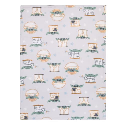 Star Wars Grogu Cutest in The Galaxy Cream, Green, and White Super Soft Baby Blanket